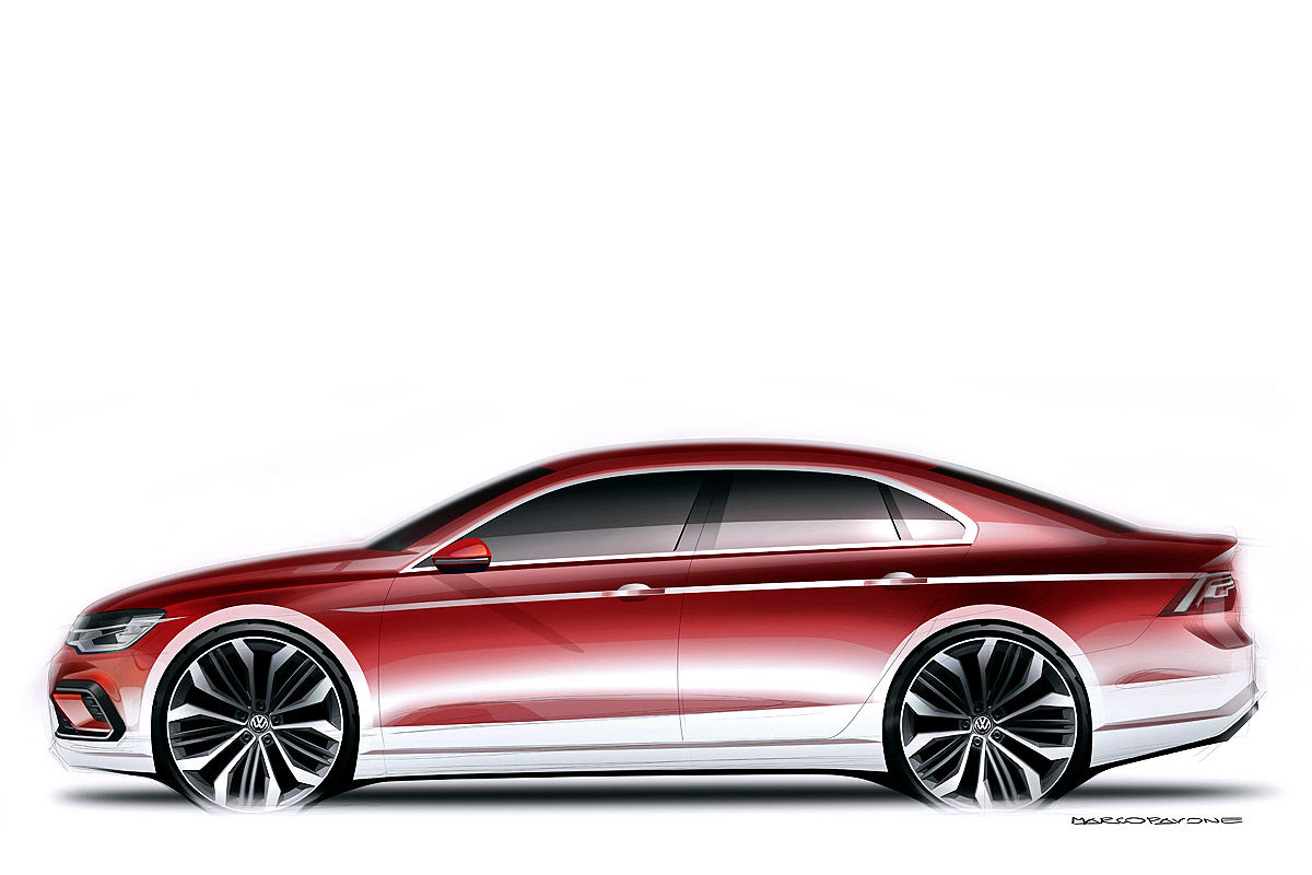 Наброски силуэта Volkswagen Midsize Coupe Наброски силуэта Volkswagen Midsize Coupe