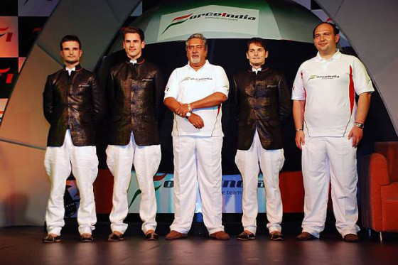Liuzzi, Sutil, Mallya, Fisichella, Kollles
