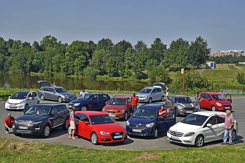 Audi A3 BMW X1 Dacia Lodgy Honda Jazz Mercedes B-Klasse Mercedes E-Klasse T-Modell Mini Countryman Opel Agila Range Rover Evoque Skoda Fabia VW Golf Plus
