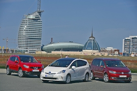 Nissan Qashqai 1.6 dCi, Toyota Prius +, VW Touran 1.4 TSI