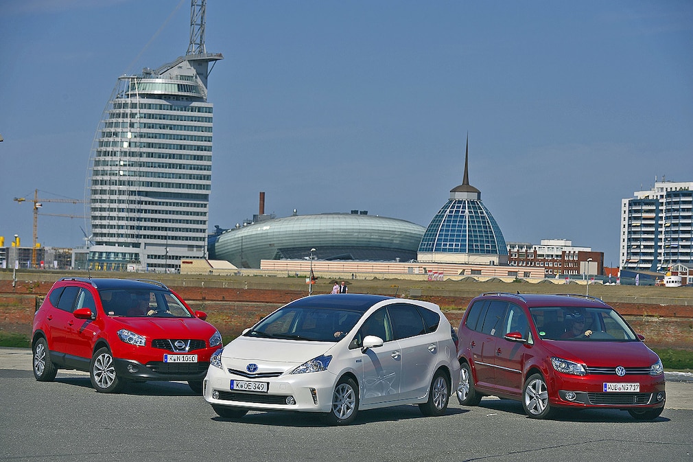 Nissan Qashqai 1.6 dCi, Toyota Prius +, VW Touran 1.4 TSI