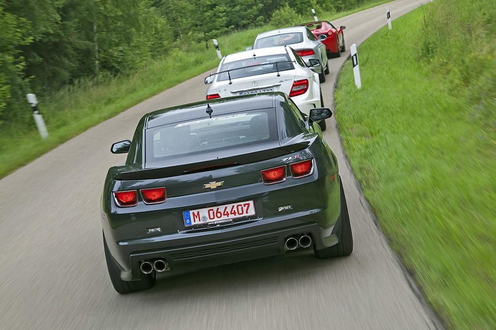 Chevrolet Camaro ZL1, Mercedes C 63 AMG Black Series, Audi S7 Sportback, Ferrari 458 Spider