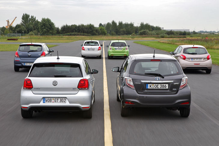Honda Jazz Hyundai i20 Peugeot 208 Skoda Fabia Toyota Yaris VW Polo