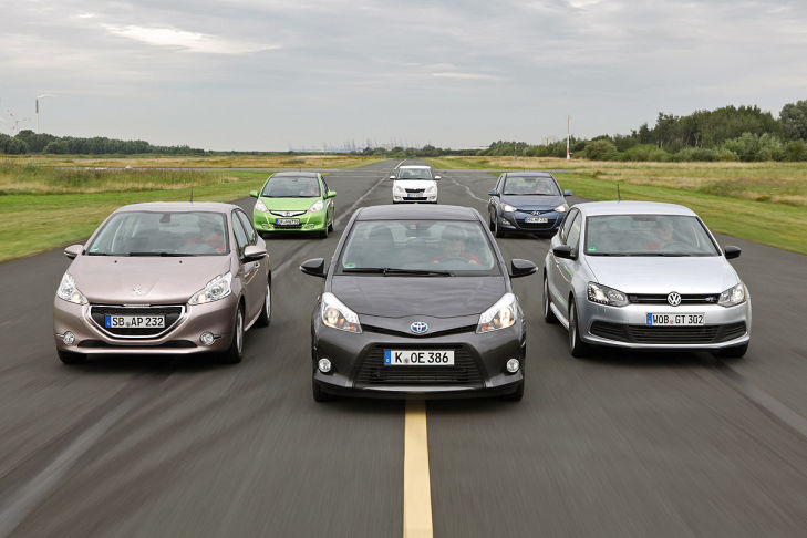 Honda Jazz Hyundai i20 Peugeot 208 Skoda Fabia Toyota Yaris VW Polo