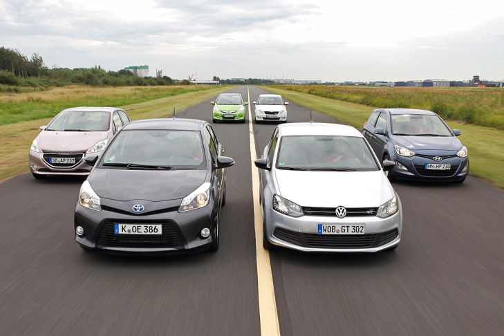 Honda Jazz Hyundai i20 Peugeot 208 Skoda Fabia Toyota Yaris VW Polo