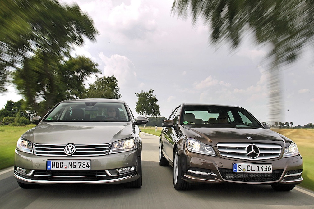 Mercedes C Klasse Kombi Oder Vw Passat Duell der Spritsparer: Mercedes C-Klasse trifft auf VW Passat - AUTO BILD