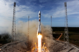 Start Sojus-Rakete mit Navigationssystem Galileo