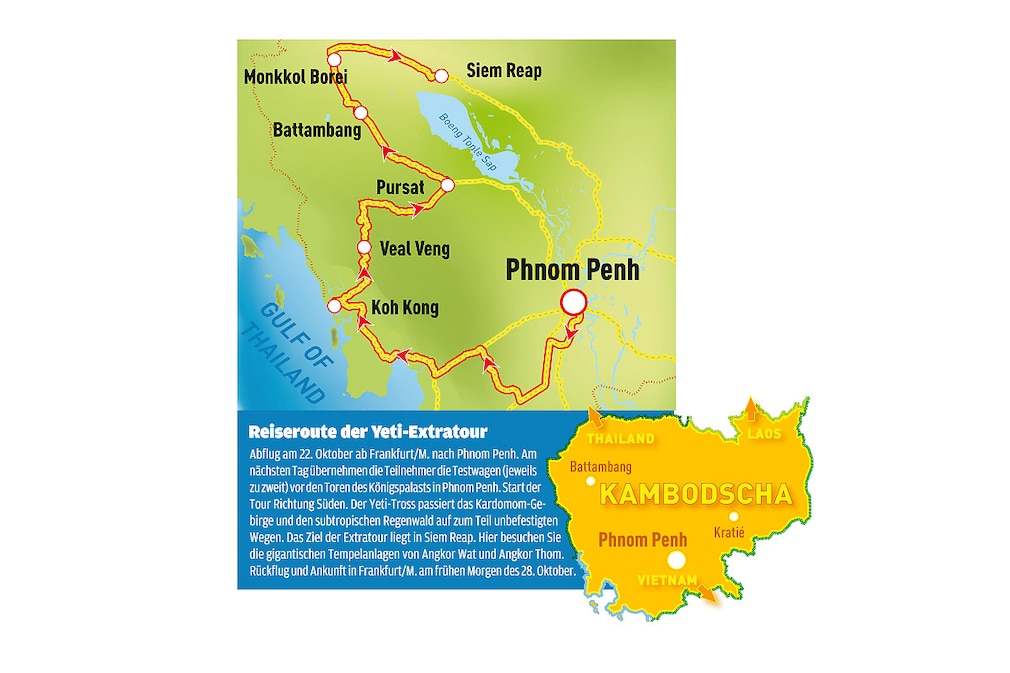 Kambodscha Reiseroute der Yeti- Extratour