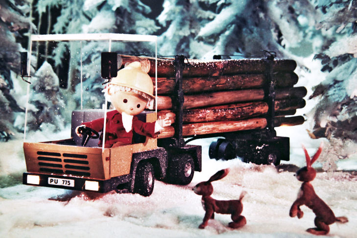 Sandmännchen im Holztransporter
