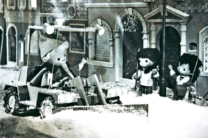 Sandmännchen im Schneepflug