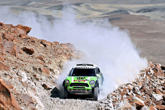 Stephane Peterhansel im Mini All4 Racing auf dem vorletzten Teilstück bei der Rallye Dakar 2013
