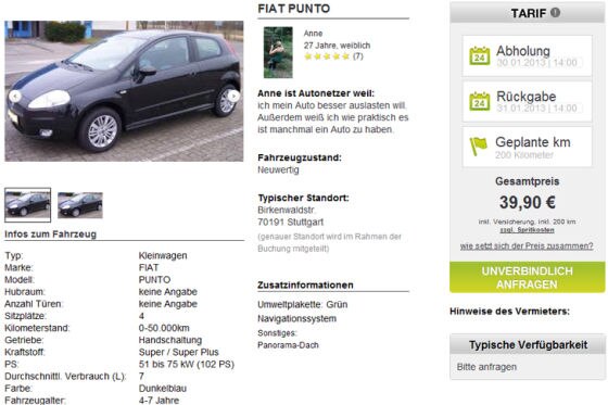 Screenshot Homepage autonetzer.de
