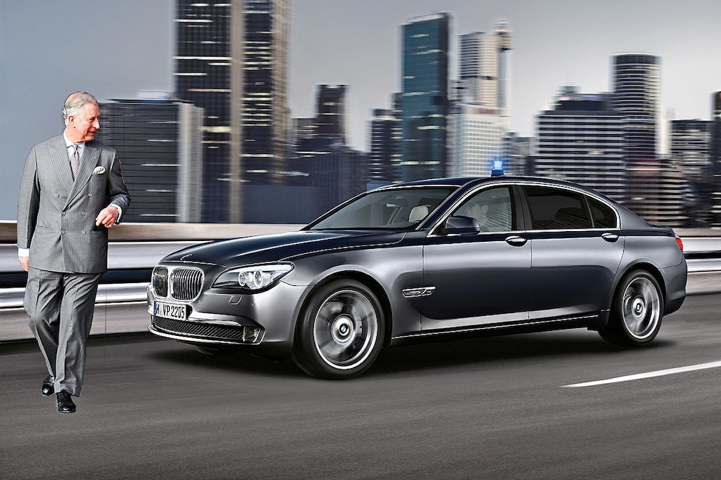 Prinz Charles und BMW 7er High Security (Montage)