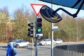 Ampel mit Spiegel in Münster