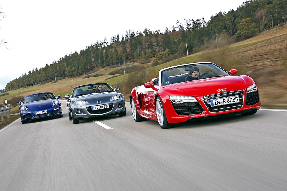 Porsche Boxster S Mazda MX-5 2.0 MZR Roadster Sports-Line Audi R8 V10 Spyder