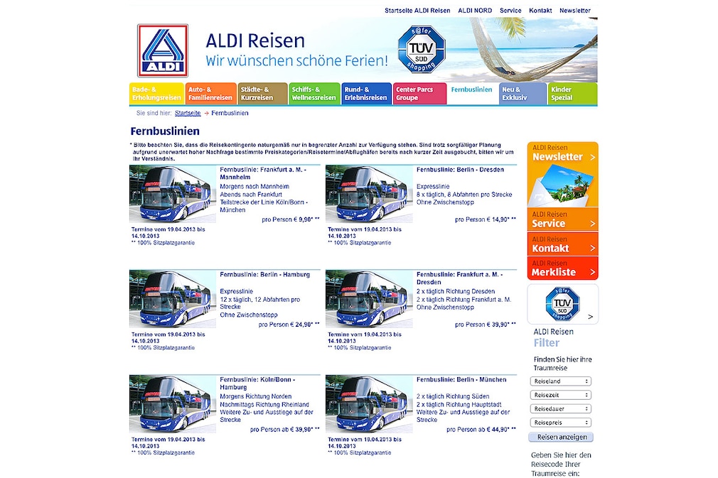 Reisen mit Fernbussen Aldi Reisen