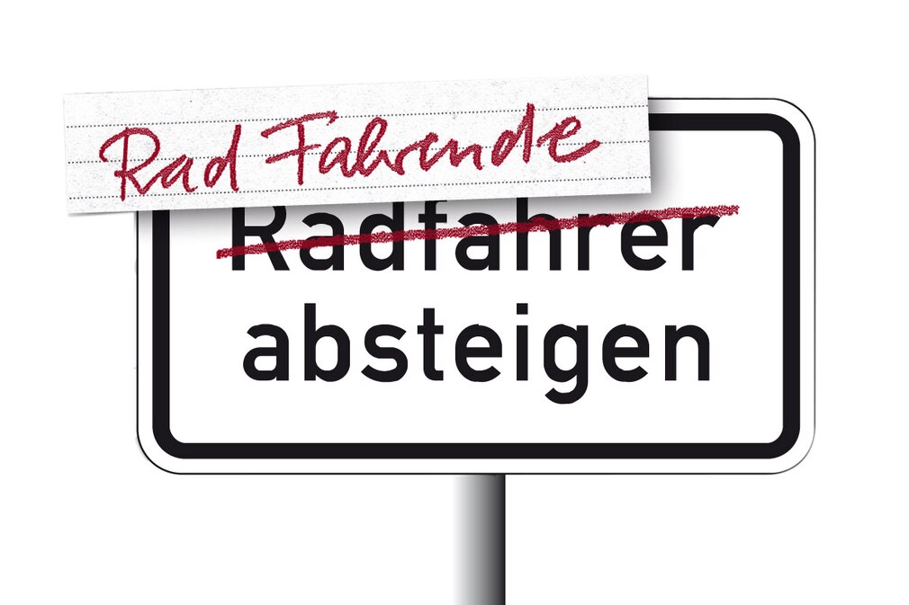 Radfahrende absteigen