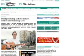Screenshot "WAZ" mit Wolfsburg-Lied