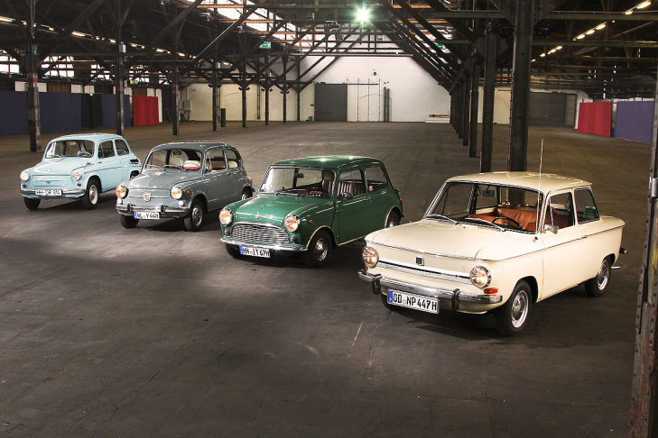 Saporoshez 965A, Fiat 600D, Innocenti Mini 850, NSU Prinz 4L Saporoshez 965A, Fiat 600D, Innocenti Mini 850, NSU Prinz 4L