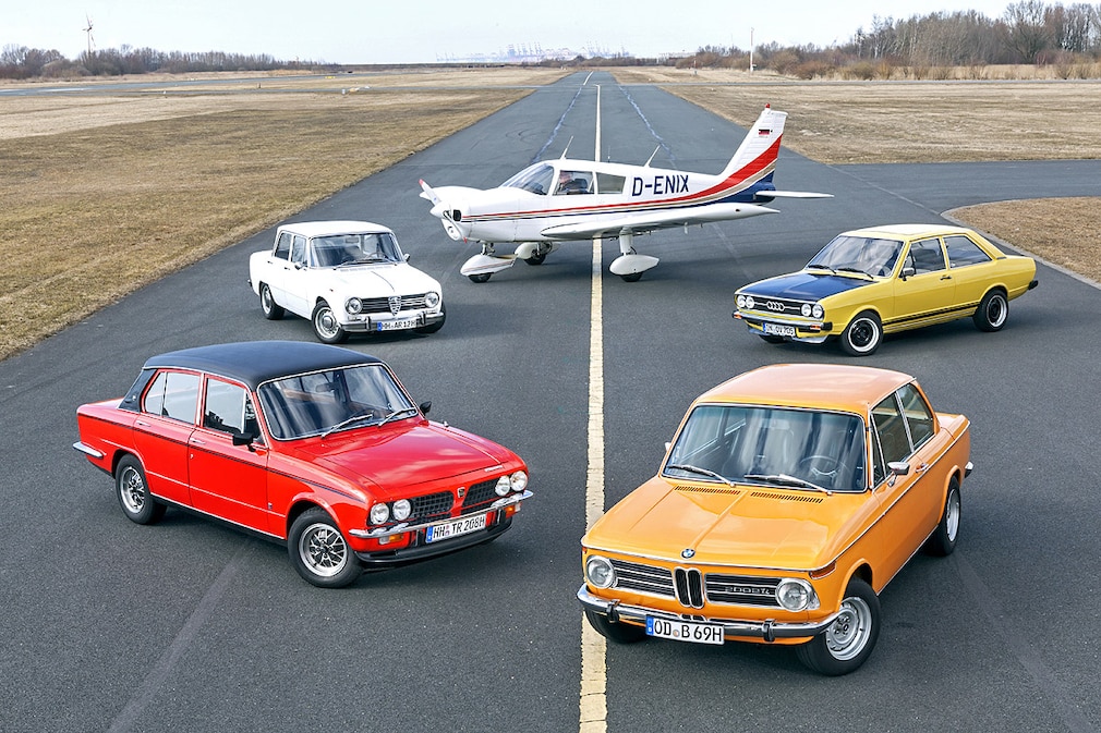 Triumph Dolomite Sprint (1973) Alfa Romeo Giulia 1600 Super (1971) Audi 80 GTE (1976) BMW 2002 ti (1969)