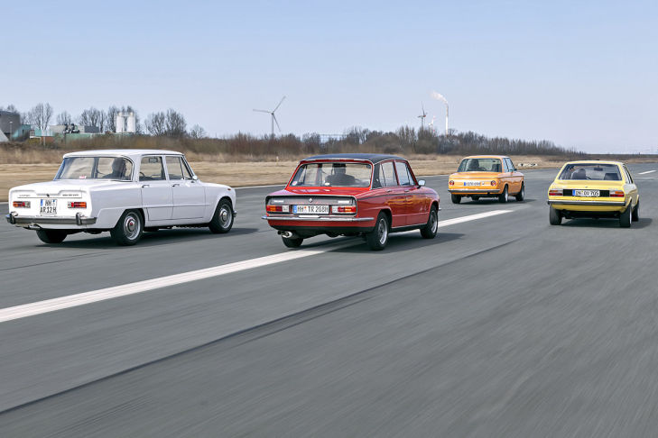 Alfa Romeo Giulia 1600 Super, Audi 80 GTE, BMW 2002 ti, Triumph Dolomite Sprint