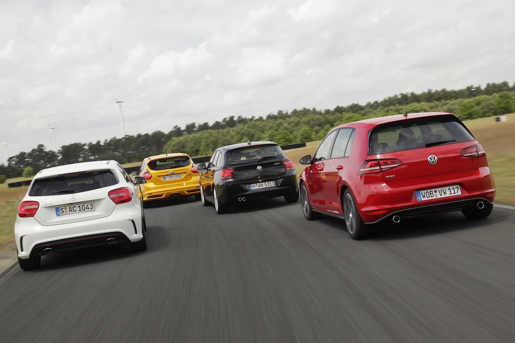 BMW 125i Ford Focus ST Mercedes A 250 Sport VW Golf GTI
