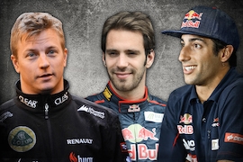 Kimi Räikkönen, Daniel Ricciardo, Jean-Eric Vergne