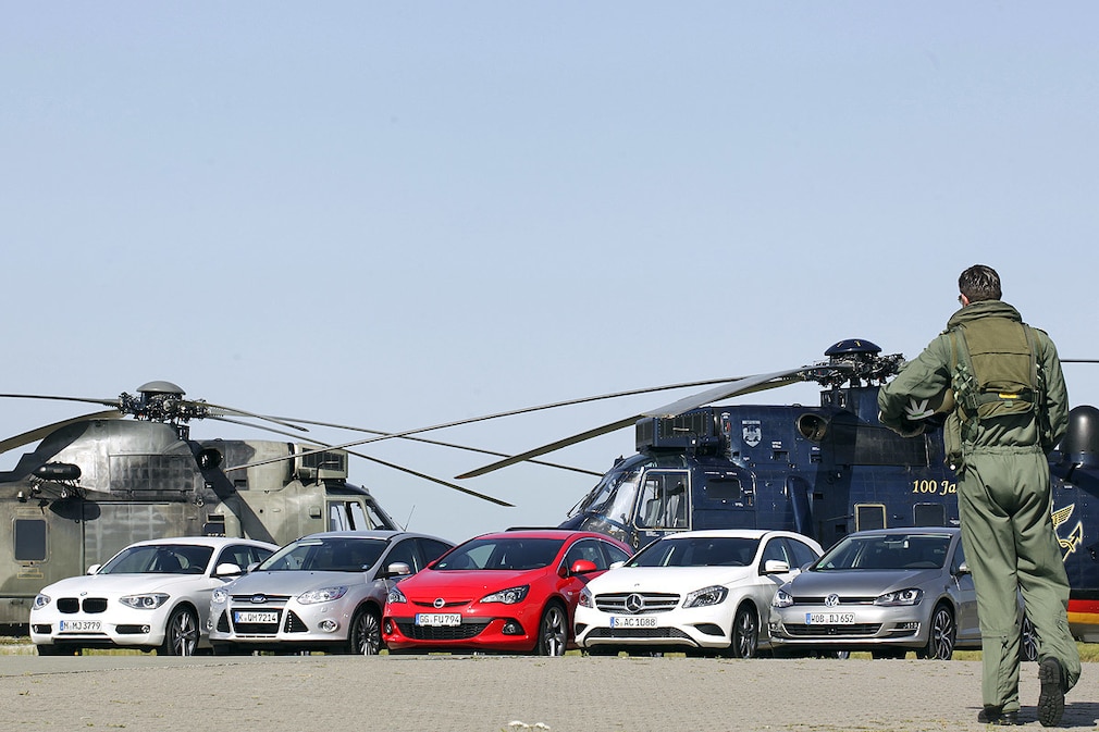 BMW 125 i     Ford Focus Econetic    Opel Astra GTC    Mercedes A 200   VW Golf 2.0 TDI BlueMotion