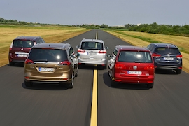 Renault Grand Scénic DCI 130, Opel Zafira Tourer 1.6 CDTI, Ford Grand C-Max 2.0 TDCI, VW Touran 2.0 TDI BMT, KIA Carens 1.7 CRDI