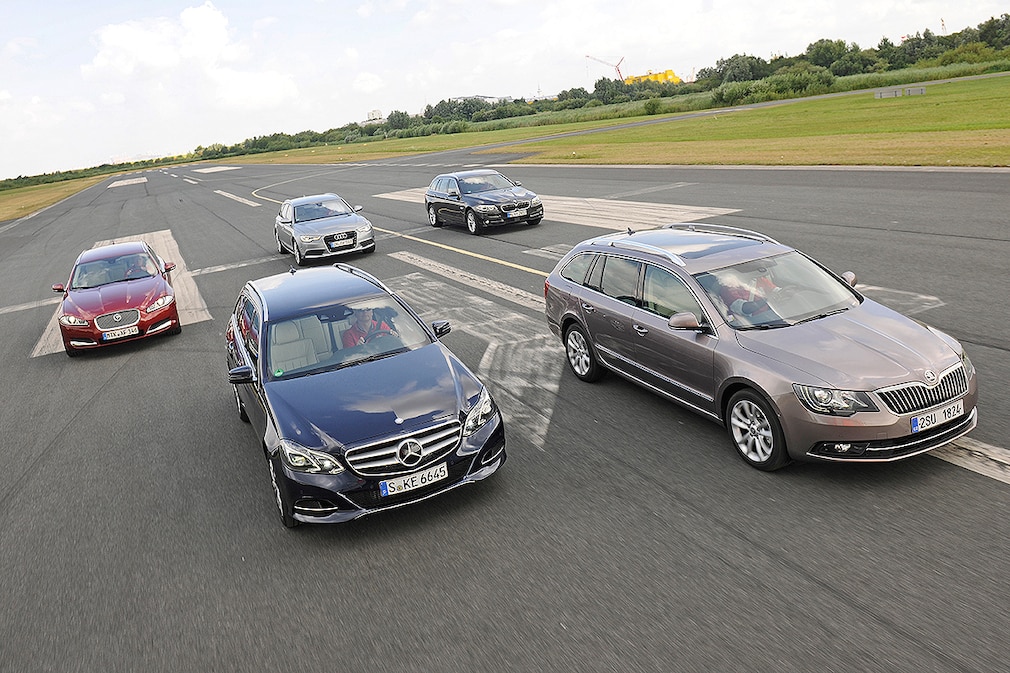 Mercedes E 220 CDI T, Jaguar XF Sportbrake 2.2 D, BMW 520d Touring, Audi A6 Avant 2.0 TDI, Skoda Superb Combi 2.0 TDI