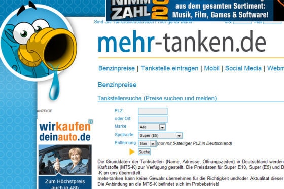Internetseite von mehr-tanken.de