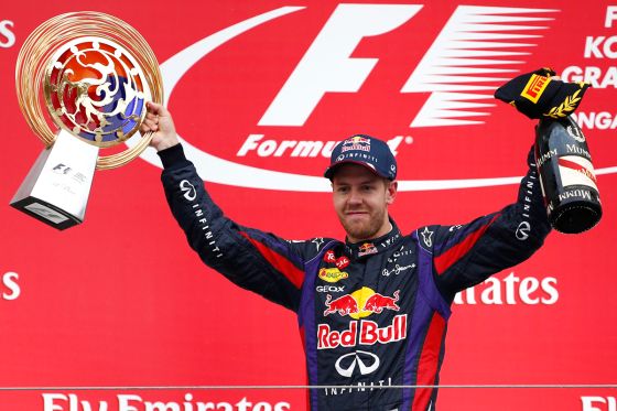 Sebastian Vettel nach seinem Sieg beim GP von Südkorea (2013)