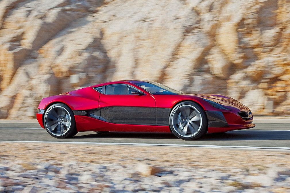 Rimac ConceptOne rot Seitenansicht Rimac ConceptOne rot Seitenansicht