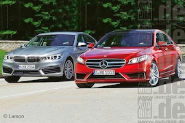 Neue Mercedes E-Klasse und neuer BMW 5er (Illustration)