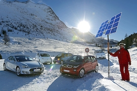 Fünf Elektroautos im Wintertest