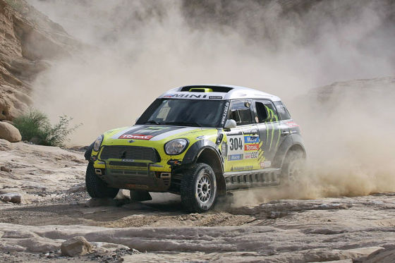 Spanish driver Nani Roma and his co-driver Michel Perin in their Mini All4 Racing during the fifth stage of the 2014 Dakar Rally Race, Thursday 09 January 2014 from Chilecito to Tucuman, Argentina