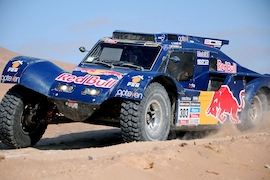 Spanish Carlos Sainz in action during the tenth stage of the Dakar Rally 2014 between the localities of Iquique and Antofagasta Chile