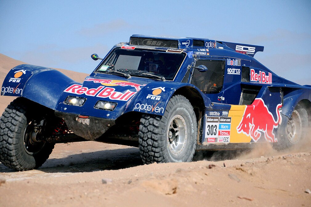 Spanish Carlos Sainz in action during the tenth stage of the Dakar Rally 2014 between the localities of Iquique and Antofagasta Chile