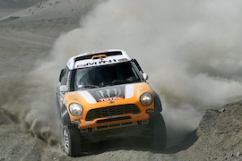 Argentinian Orlando Terranova in action during the tenth stage of the Dakar Rally 2014