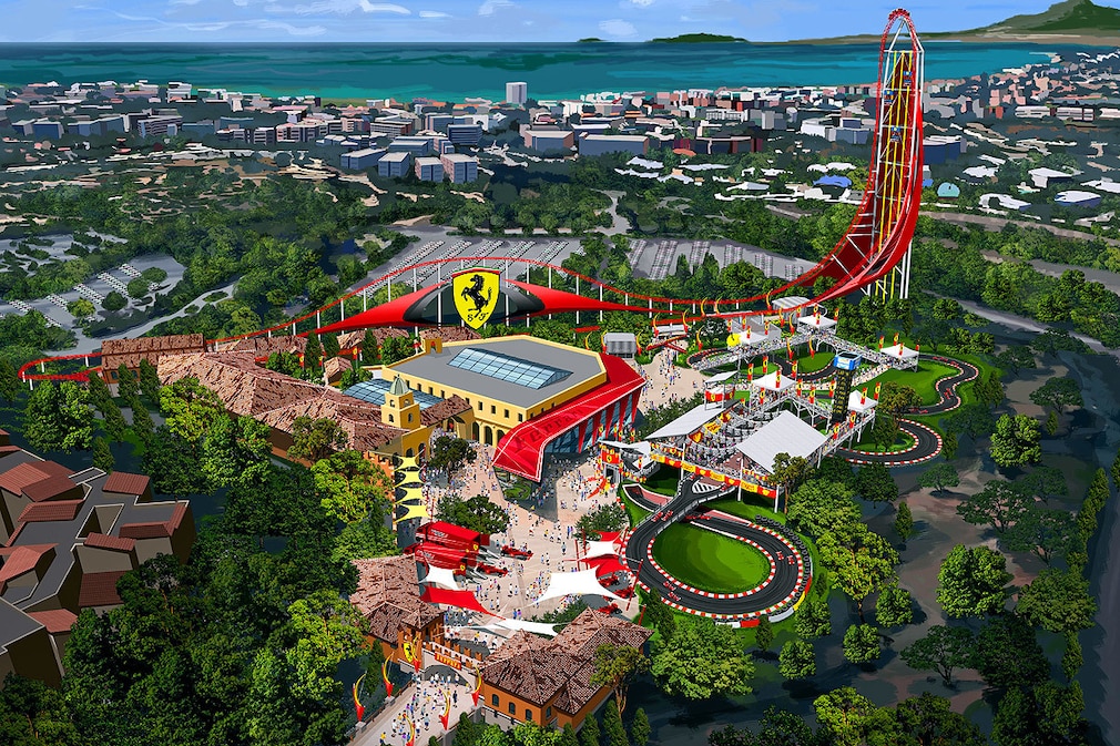 Illustration Ferrari-Themenpark bei Barcelona