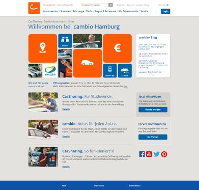 Internetseite von Cambio