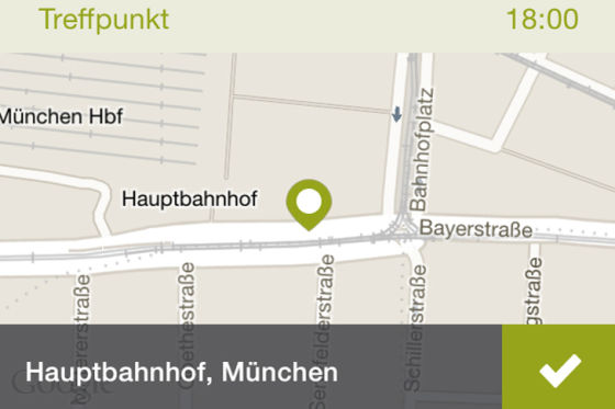 Bild aus der Smartphone-App von mitfahrgelegenheit.de