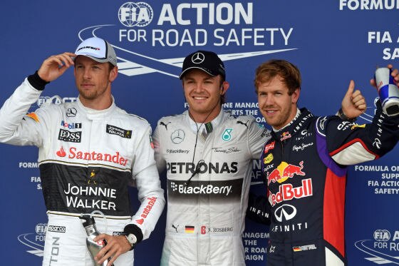 Button, Rosberg, Vettel