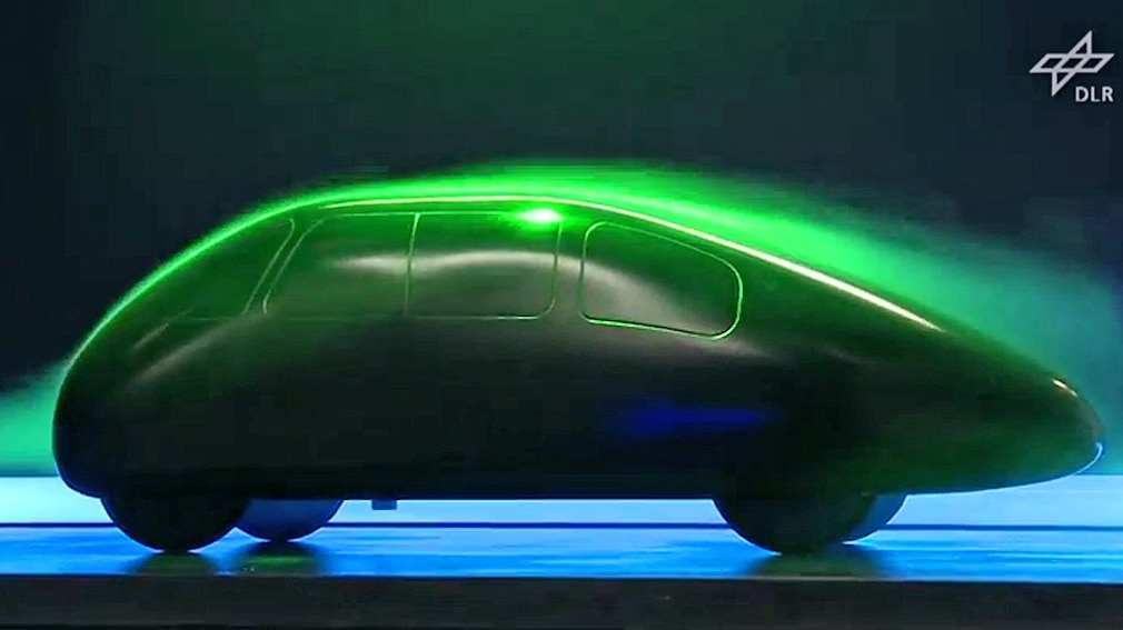 Schlörwagen als Modell im Windkanal