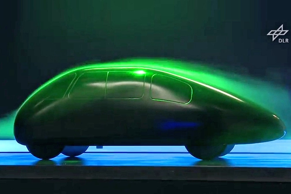 Schlörwagen als Modell im Windkanal