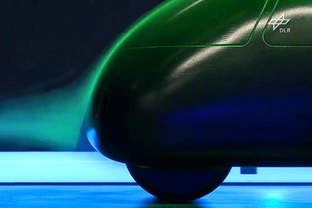 Schlörwagen als Modell im Windkanal