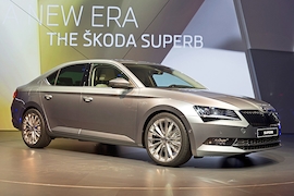 Skoda Superb   The third generation of Skoda Superb, flagship of Czech carmaker Skoda Auto, was unveiled to journalists for the first time during ceremony at Forum Karlin, in Prague, Czech Republic, on Tuesday, Feb. 17, 2015