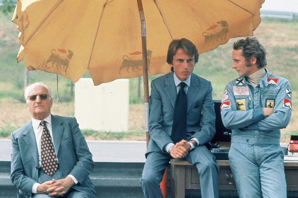 Luca di Montezemolo Niki Lauda Enzo Ferrari