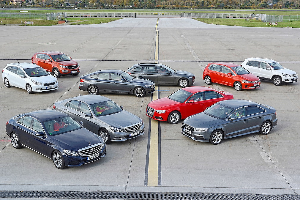 Kia Ceed sw Kia Sportage CRDi Mercedes C 200 Mercedes E 200 BMW 325d GT BMW 525d Touring Audi A3 Limousine Audi A4 Limousine VW Golf Sportsvan VW Tiguan