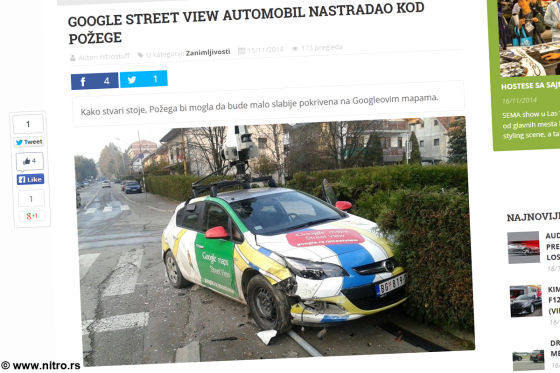 Opel Astra von Google Street View nach Unfall